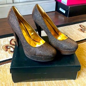 JustFab- Brown, Gold Heels